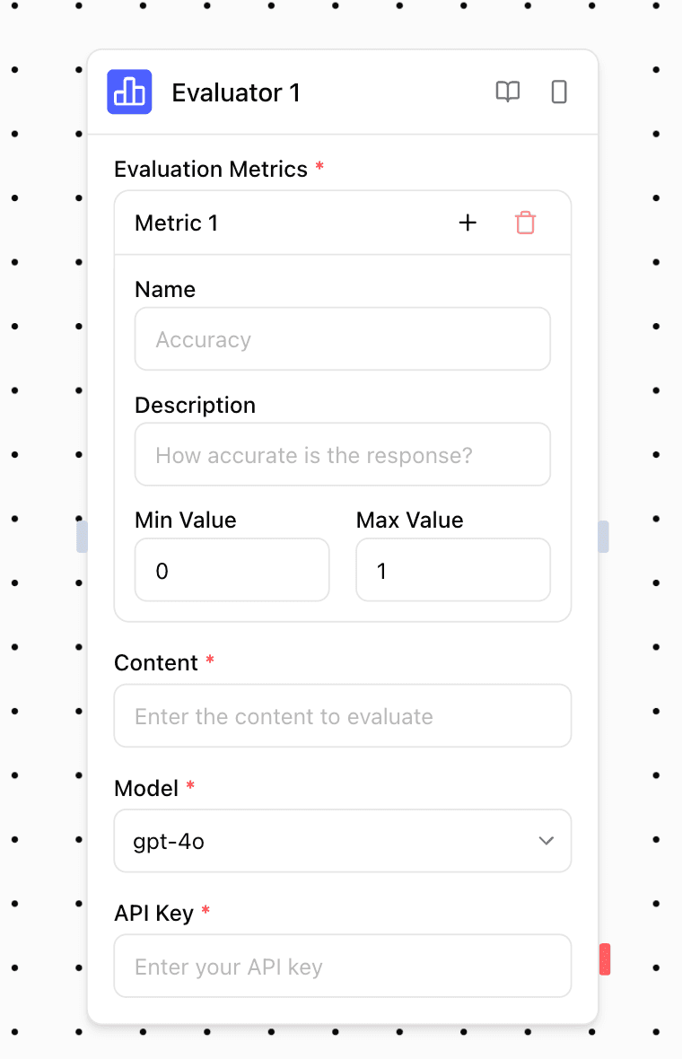 Evaluator Block Configuration