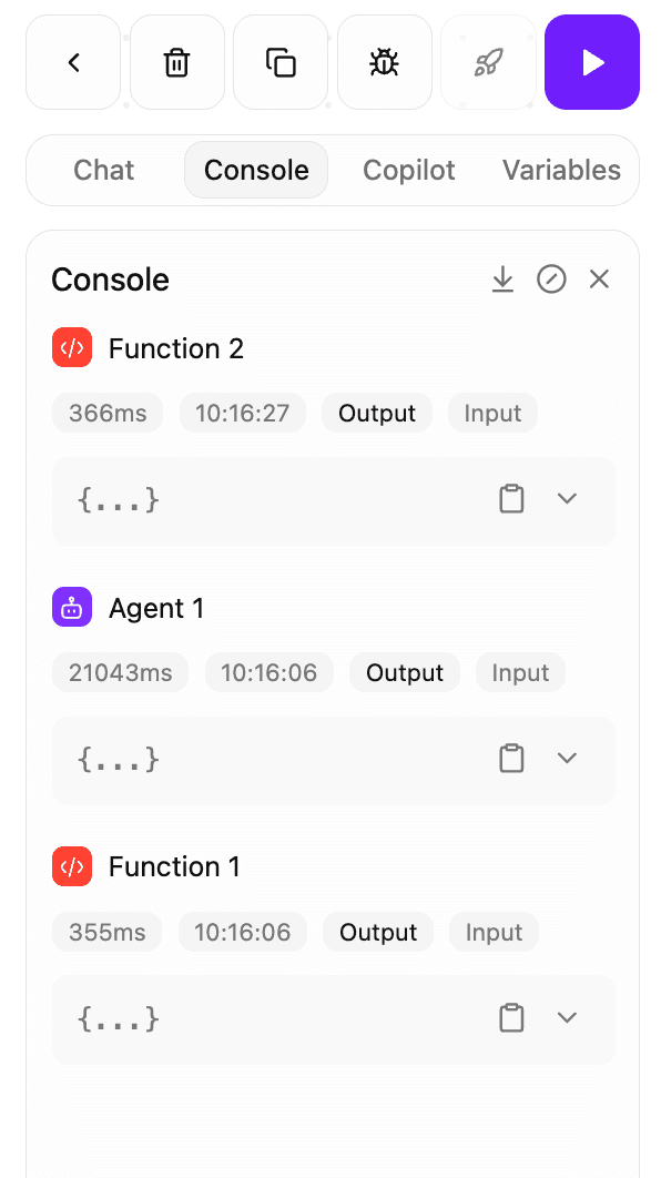 Real-time Console Panel