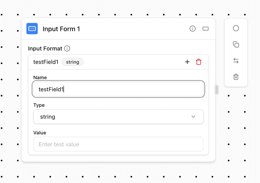 Input form run panel